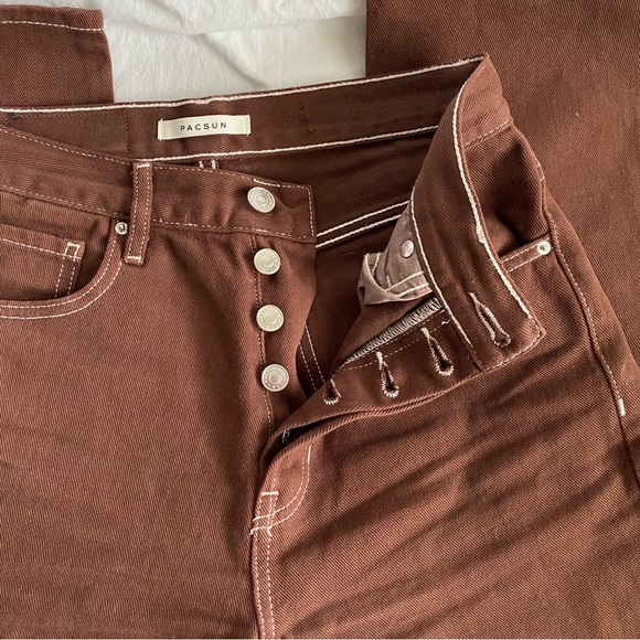 PacSun Brown High Rise Straight Leg Dad Jeans - Women’s Size 25 - Picture 3 of 7